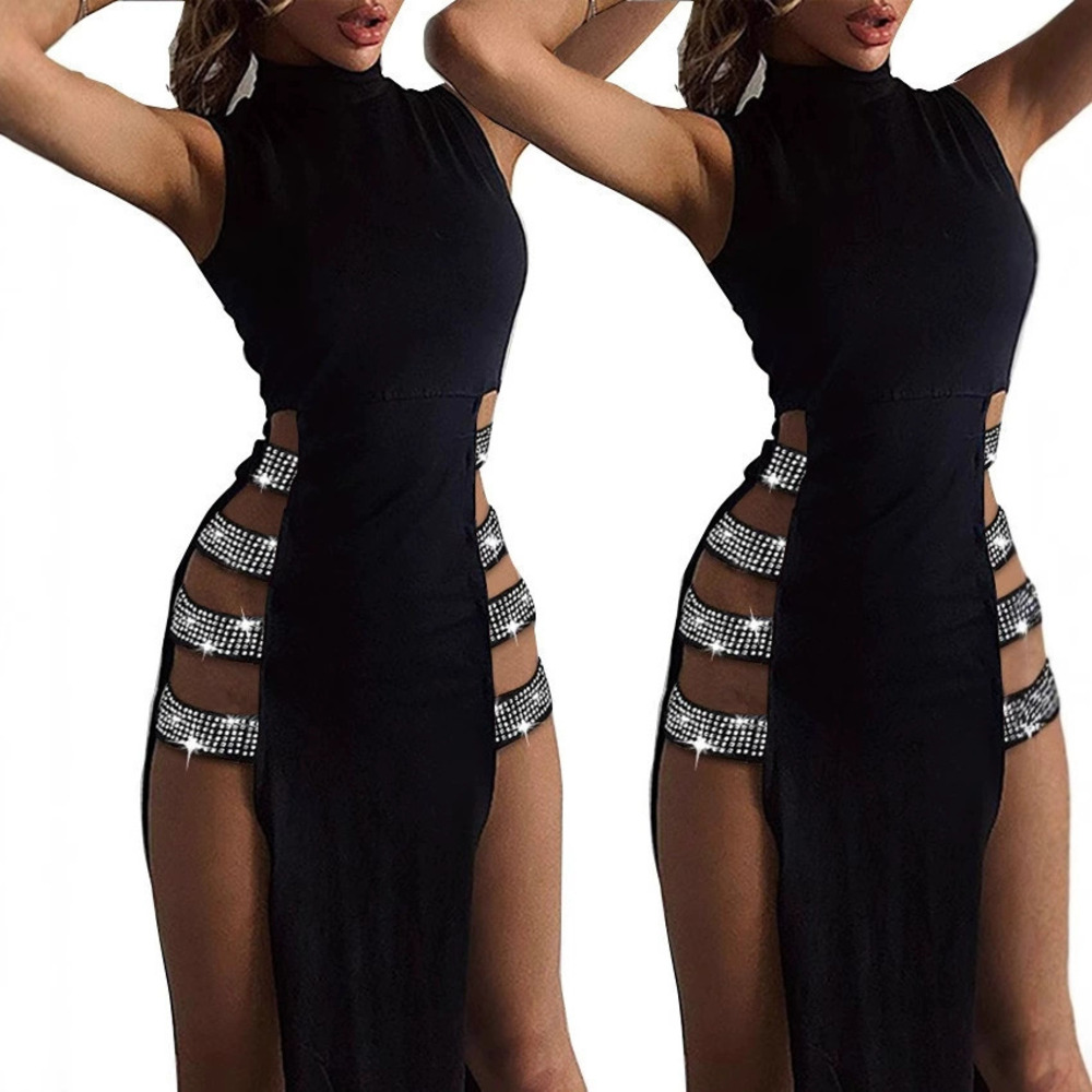 ZARA Women Sexy Sleeveless Patchwork Slit Dress